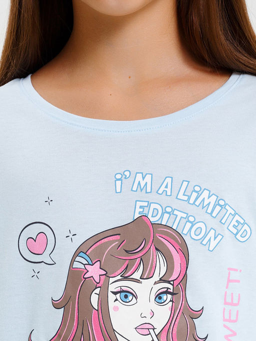 Комплект для девочек (джемпер, брюки) в голубом оттенке с принтом звезды - Mark formelle фото 3