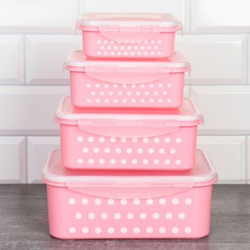 Салатник квадратный 4 штуки с крышками Горох / ZH-023 /уп 48/ - Галеонтрейд фото 5