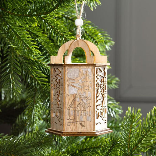 Ёлочная игрушка Фонарь с домиком, 13х9х9 см, от батареек, свечение тёплое белое - Luazon lighting фото 2