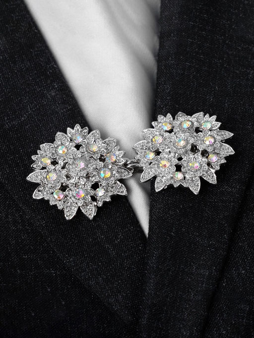 Зажим для кардигана Соцветие, радужный в серебре