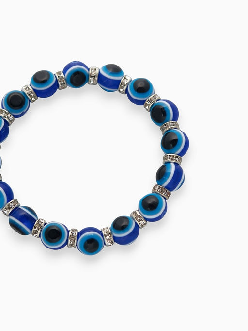 Цена за 2 шт. Браслет-оберег «Детский» глазки, синий в серебре, d=3 см