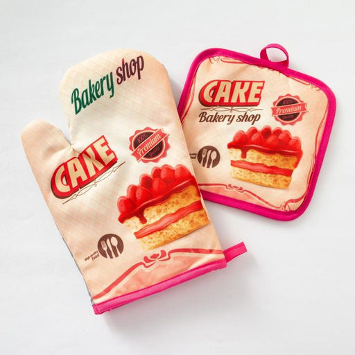 Кухонный набор Доляна Cake, прихватка 17х17 см, рукавица 26х16 см  фото 2