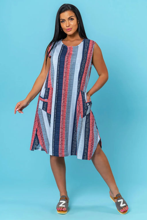 Платье женское, цвет синий красный