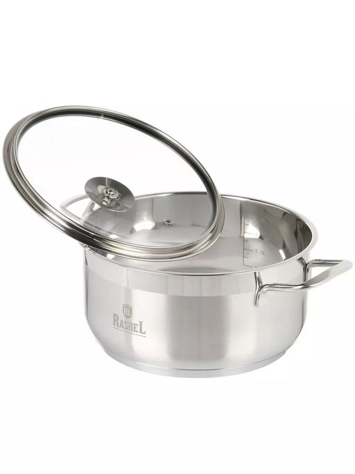 Кастрюля 4л из нержавеющей стали со стекл. кр., 22х11см (R-40) /Rashel/  фото 3