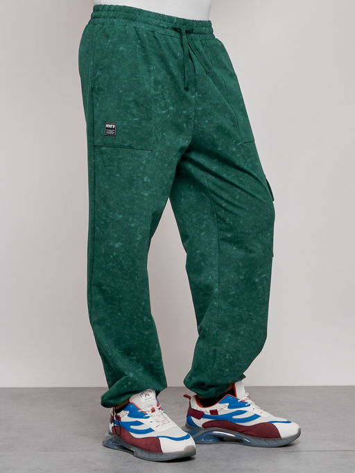 Широкие спортивные брюки трикотажные мужские зеленого цвета 12932Z - Mtforce фото 11