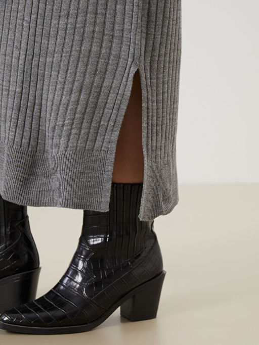 Bisiklet Yaka Triko Elbise