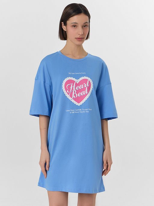 Туника домашняя женская синяя с надписью - Mark formelle фото 3