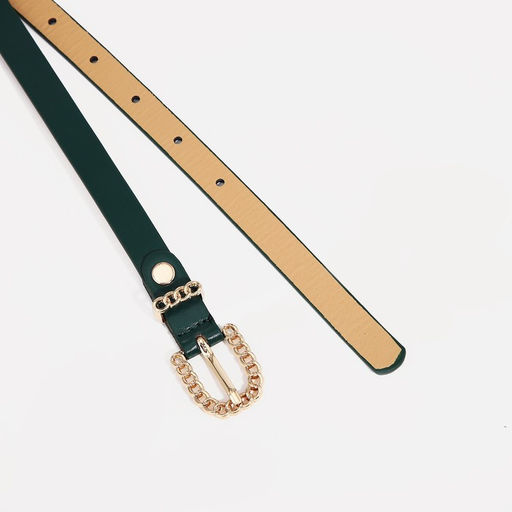 Ремень женский, ширина 1.4 см, пряжка металл, цвет зелёный - Simaland фото 2