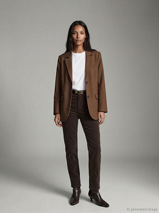 Kruvaze Yaka Kad?n Ka?e Blazer Ceket