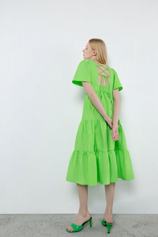 Зеленое хлопковое платье - Incity фото 3