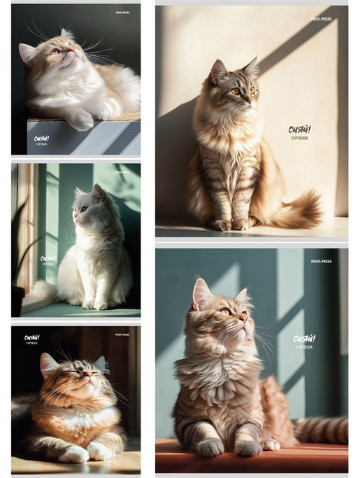 Цена за 2 шт. Тетрадь 48л. Prof-Press "Котики на солнце" клетка (48-4336) лен