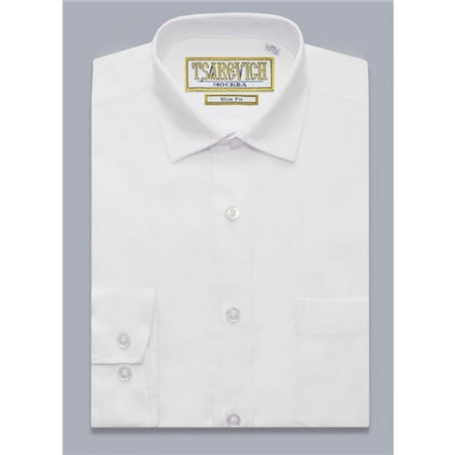 Рубашка БЕЛАЯ школьная длинный рукав, приталенная, тм - Царевич фото 15