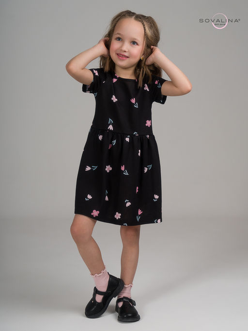 Платье Лето тюльпаны на черном