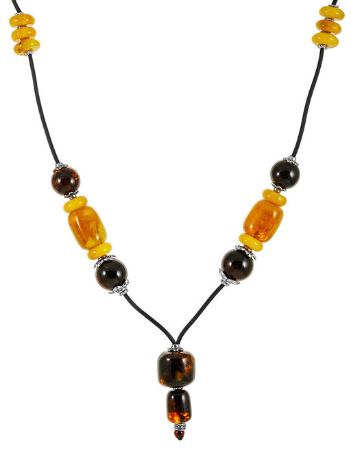 Красивое стильное колье с натуральным янтарём