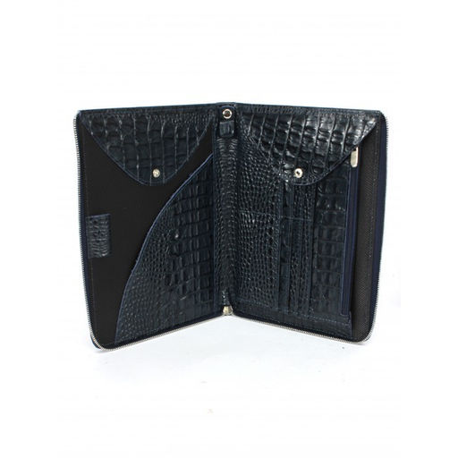 Папка натуральная кожа Croco-1304, 2отд, 2 отд, 8внут карм, синий КЛ (98) 263595  фото 3