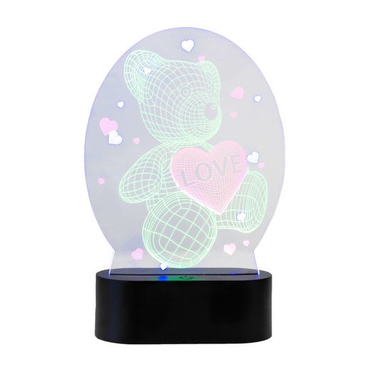 Светильник сенсорный Мишка с сердцем LED USB (90 см) от батареек 3xАА черный 13.5?5.5?21 см RISALUX