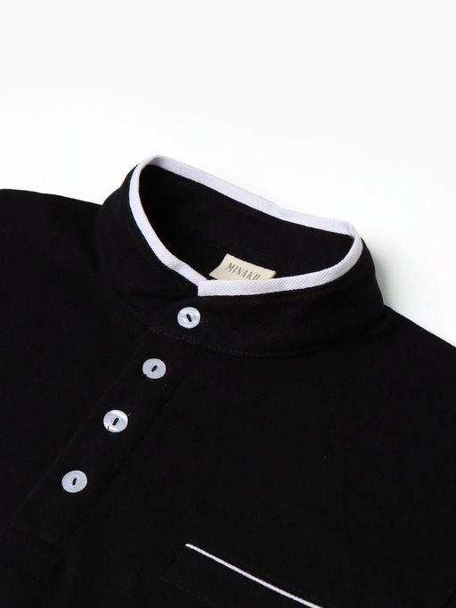 Лонгслив поло мужской MINAKU: Basic line MAN, чёрный, размер 50