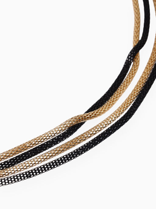 Бусы 2 нити Трансформер (несколько способов носки), цвет чёрно-золотой, 118 см