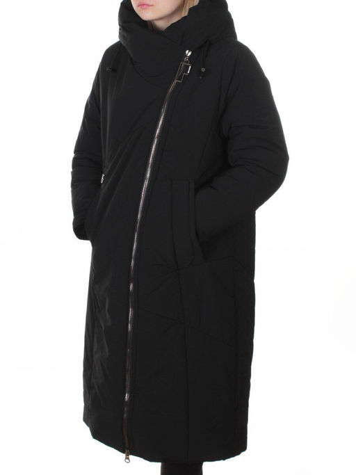 M-9102 BLACK Пальто зимнее женское (верблюжья шерсть, 120 гр. холлофайбер)