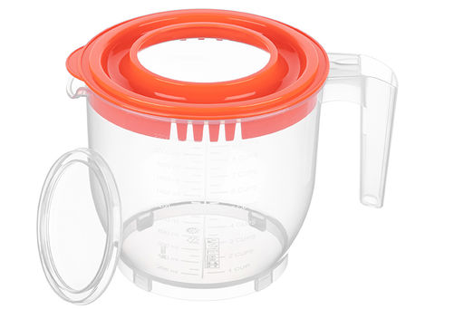 Ёмкость для миксера (блендера) 2,2 л 22,5*17*16 см с крышкой, прозрачная/коралловая (459)