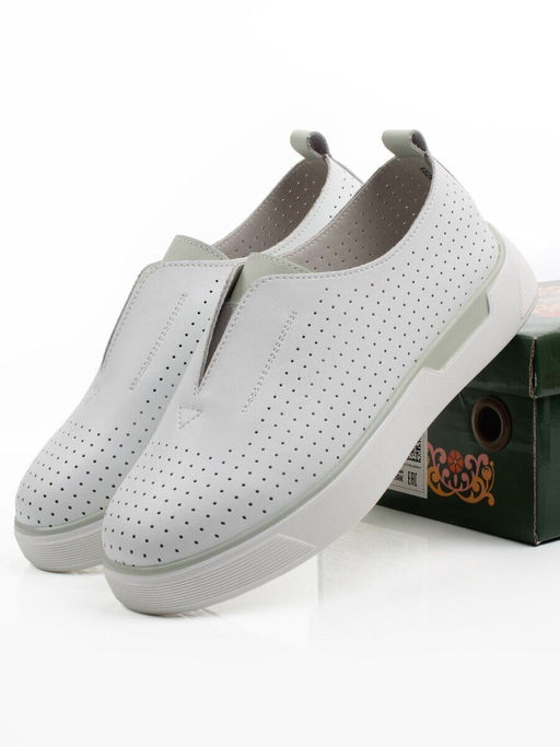 06-YE297-1 WHITE/OLIVE Туфли летние женские (натуральная кожа)