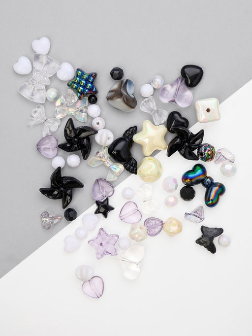 Бусины «Микс», набор 50 г, чёрно-белые