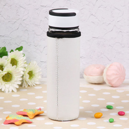 Бутылка для воды «Завтрак», 500 мл, h=23.5 см, с ручкой, в чехле, стекло, рисунок МИКС