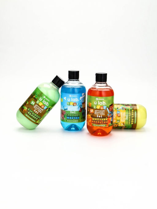 Детский шампунь-гель-пена 3в1, 500 мл, аромат банановый коктейль U LAB
