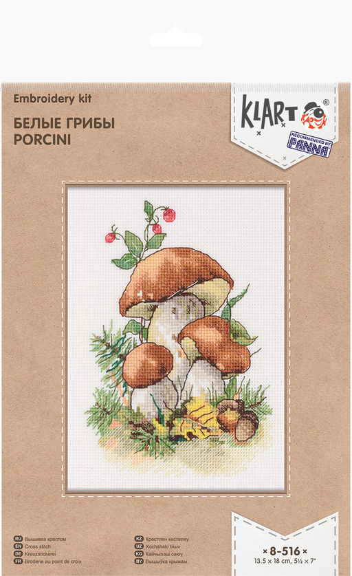 Klart набор для вышивания 8-516 Белые грибы 13.5 х 18 см