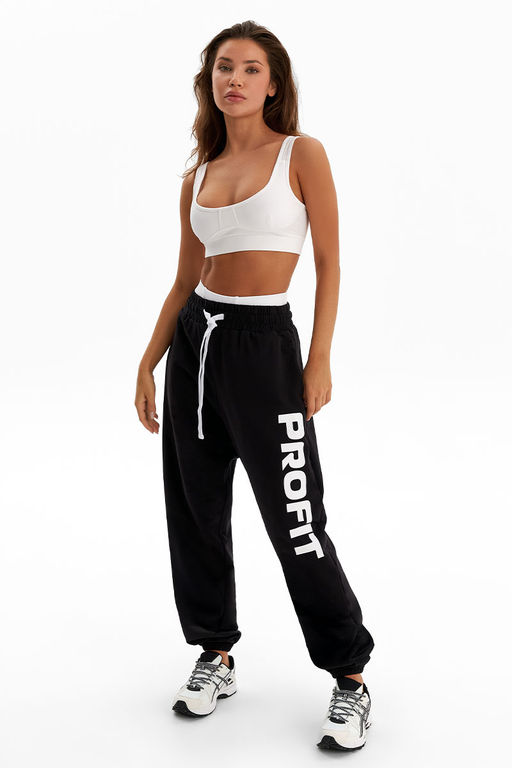 Штаны/брюки Майами для танцев черные c белым принтом