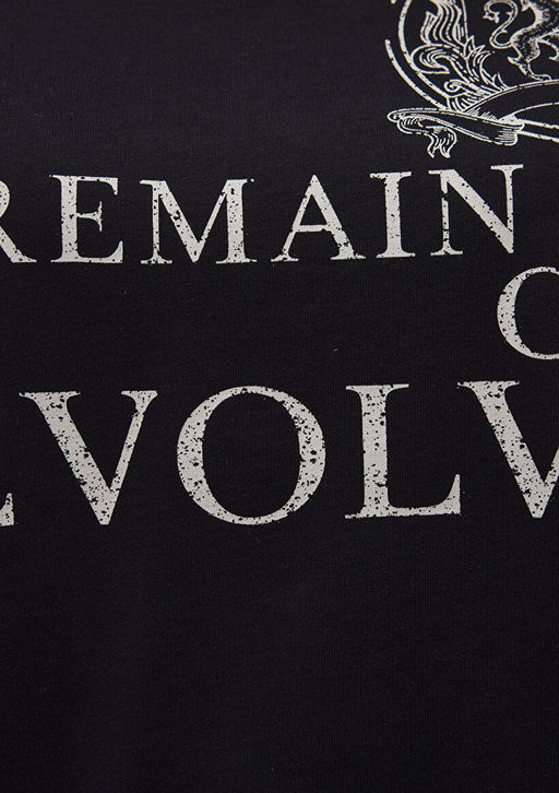 Bask?l? Siyah Tisort - Mavi фото 6