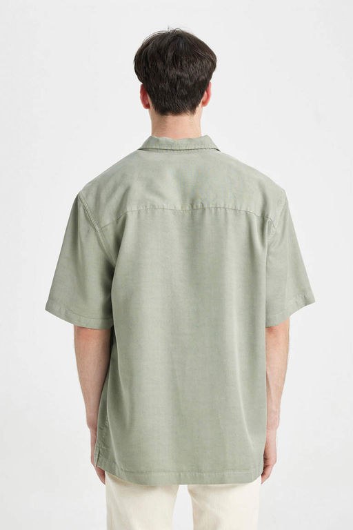 Хлопковая рубашка с короткими рукавами и воротником-поло Relax Fit - Defacto фото 7