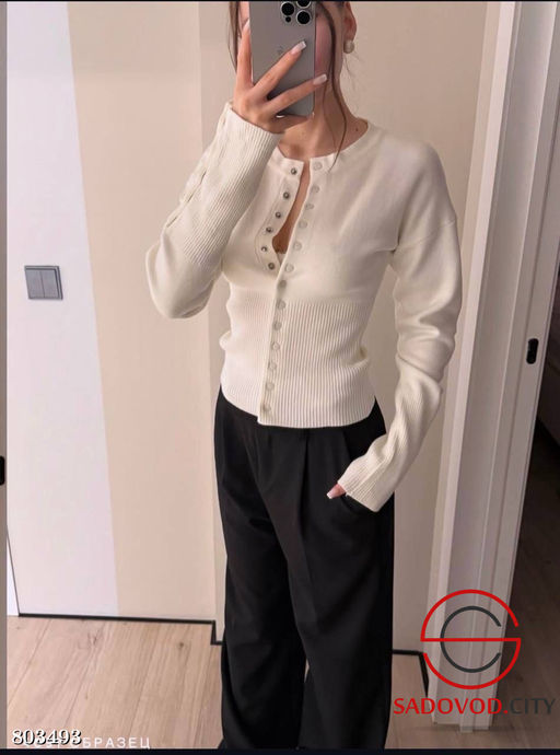 лонгслив на кнопках из плотного вязаного трикотажа - Bruno фото 28