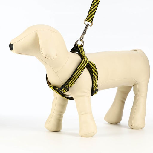 Комплект амуниции рельефный, поводок 120 х 2 см, ОГ 44-50 см, жёлто-чёрный - Пижон фото 3