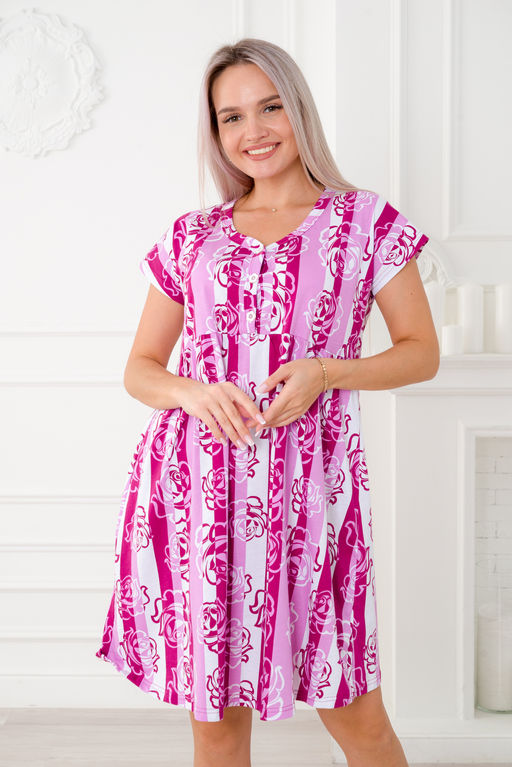 Ночная сорочка из кулирки Долорес лиловая роза - Амадэль фото 5