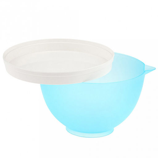 Миска пластмассовая "Лагуна" 1л, д15,7см, h11,5см, полипропилен, с крышкой, с носиком, синий полупрозрачный (Россия)