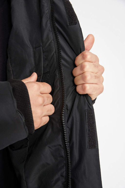 Парка-пуховик из шелковой ткани с водоотталкивающим эффектом DeFactoFit и капюшоном  фото 8