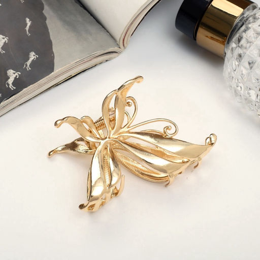 Цена за 2 шт. Крабик для волос «Анисия», бабочка, 6.5 см, золото