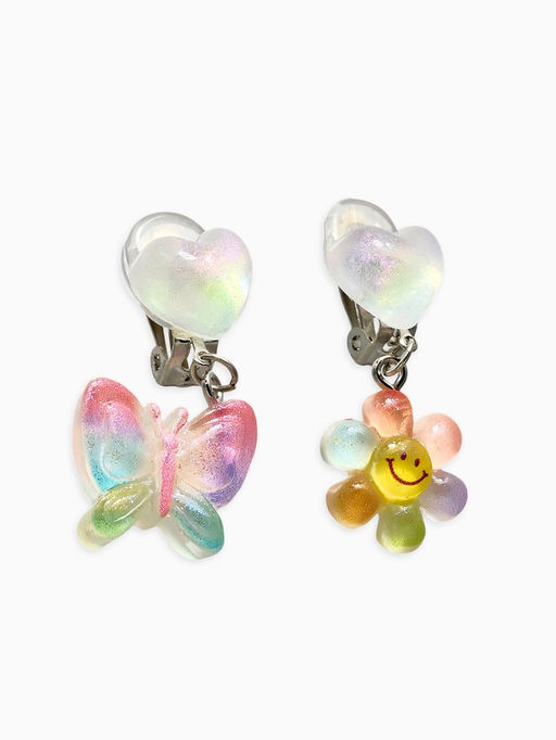Серьги клипсы детские «Выбражулька. Бабочка и Цветочек», разноцветные