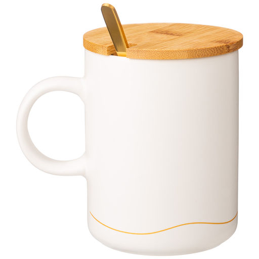 КРУЖКА БЕЛАЯ 380 МЛ С КРЫШКОЙ И ЛОЖКОЙ В ПОДАРОЧНОЙ УПАКОВКЕ - Lefard фото 4