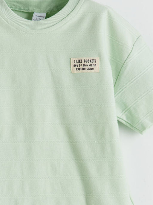 Bisiklet Yaka Yaz? Bask?l? Erkek ?ocuk Ti??rt