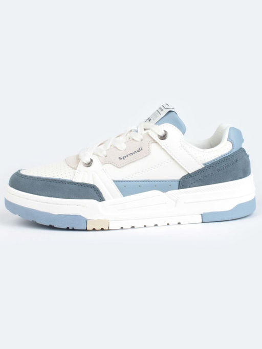 05-P232-5 WHITE/BLUE Кроссовки женские (натуральная замша, искусственная кожа)