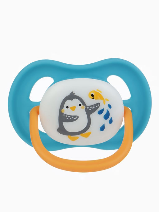 Соска - пустышка ортодонтическая «Пингвин», +6 мес., цвет голубой