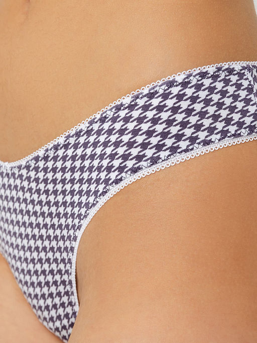 Цена за 2 штуки! Трусы женские бразилиана серые с принтом гусиная лапка - Mark formelle фото 3