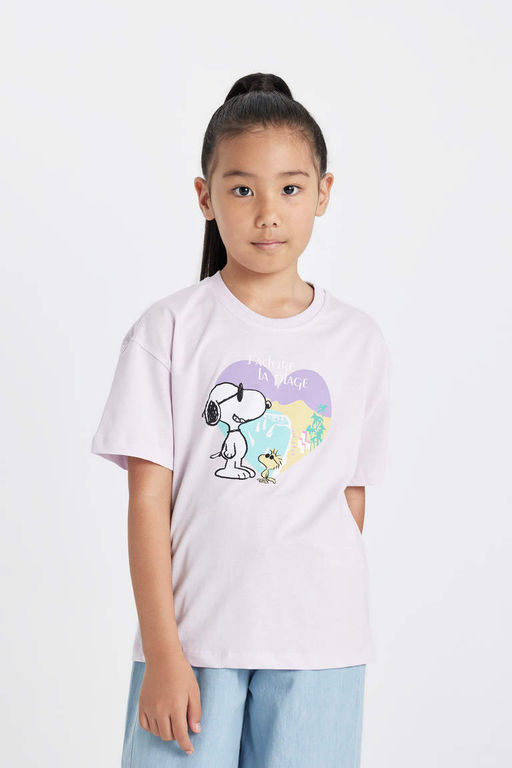 Футболка Snoopy Relax Fit с короткими рукавами для девочек - Defacto фото 3