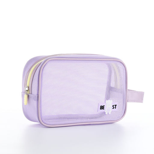Косметичка на молнии сетчатая, с ручкой, Best, сиреневая