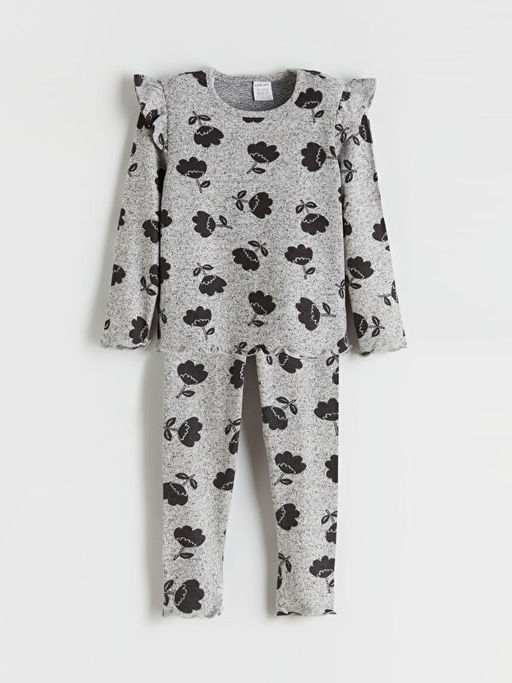 Bisiklet Yaka ?i?ekli K?z Bebek Ti??rt ve Tayt 2li Tak?m