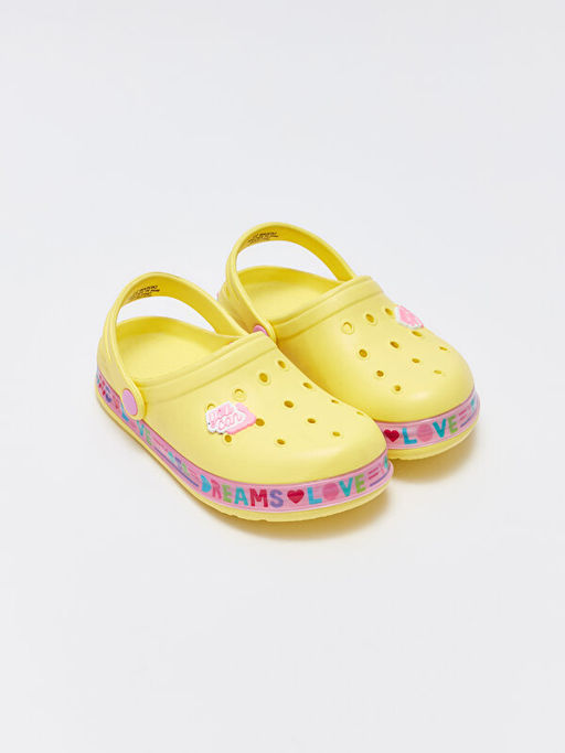 Bask?l? Toka Detayl? K?z ?ocuk Plaj Sandaleti