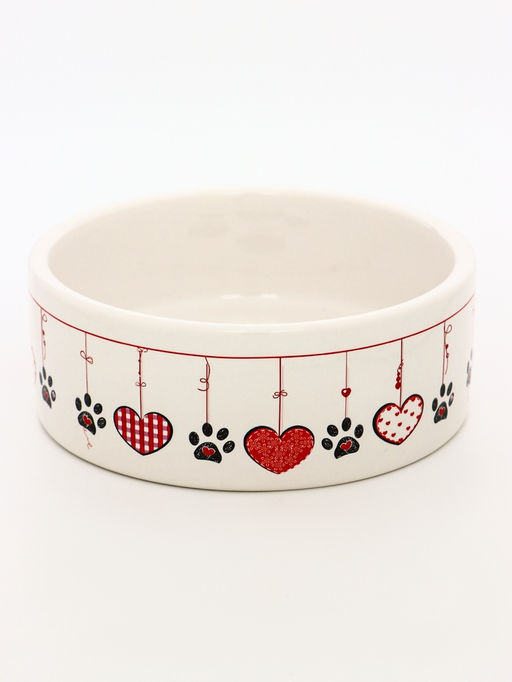 Миска керамическая Любовь и кошки 300 мл, 11.55 см, бело-малиновая - Пижон фото 4