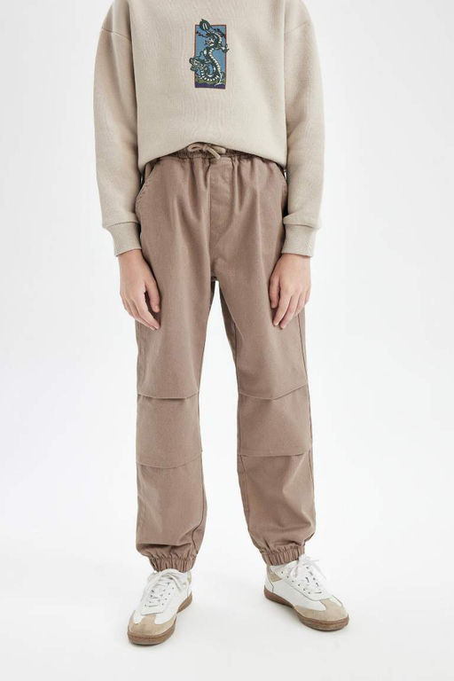 Габардиновые брюки-джоггеры для мальчиков со шнуровкой на талии и эластичными карманами на штанинах - Defacto фото 7
